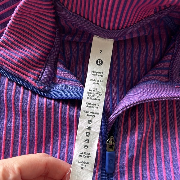 🔥 Lululemon Rest Less pink striped half zip pullover - Picture 3 of 3